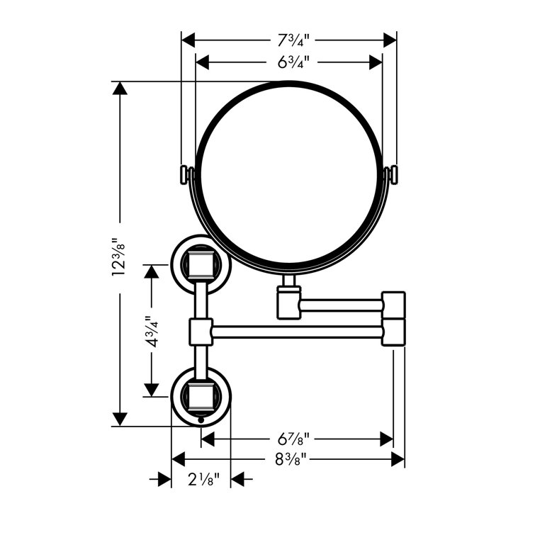 Polished Nickel Wall Mounted Extendable Shaving Mirror