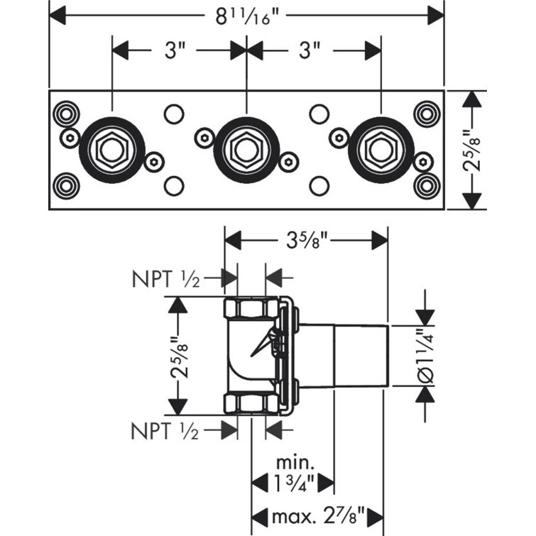 Modern European Stainless Steel Wall-Mounted Shower Rough
