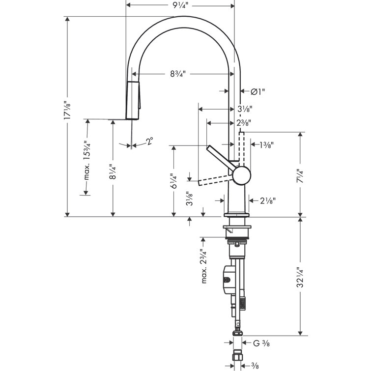17" Polished Nickel Brass Pull-Down Kitchen Faucet with Spray