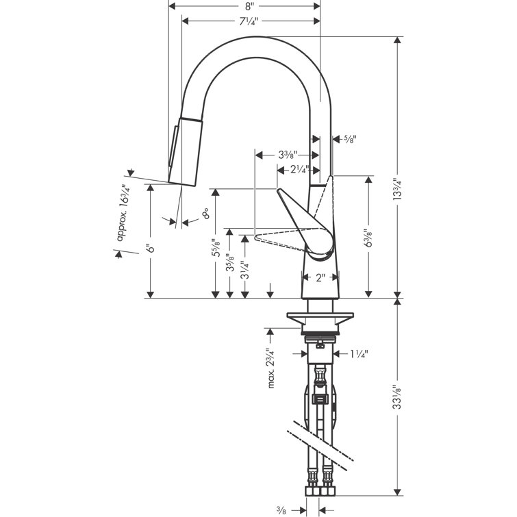 Steel Optik Modern Brass Pull-Out Spray Bar Faucet, 1.75 GPM