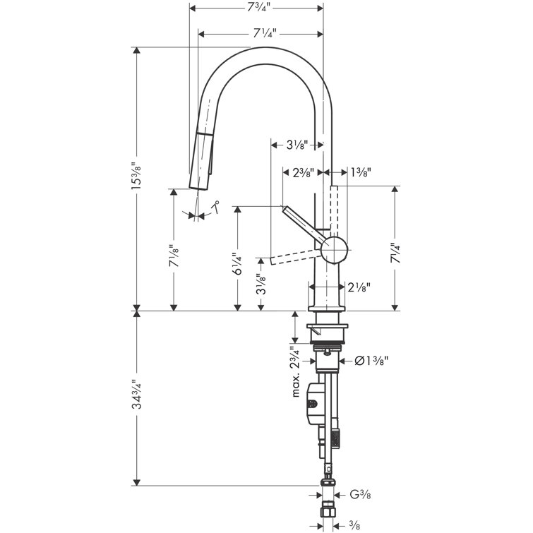 Talis N 15" Chrome Modern Pull-Down Kitchen Faucet with Spray