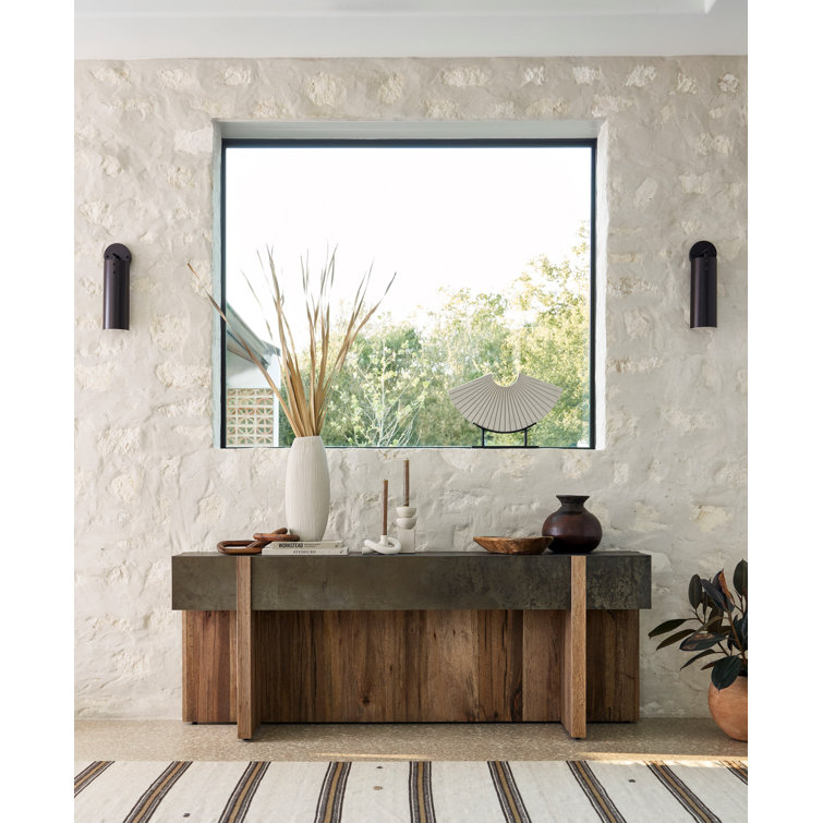 Bingham 78'' Rustic Oak Veneer Rectangular Console Table with Storage