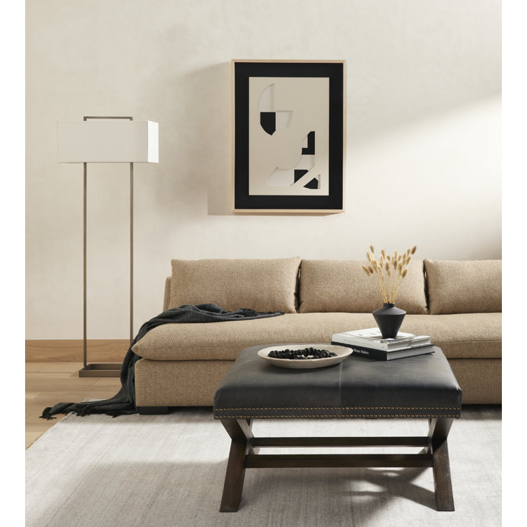 Maple Framed Black and White Dimensional Abstract Art