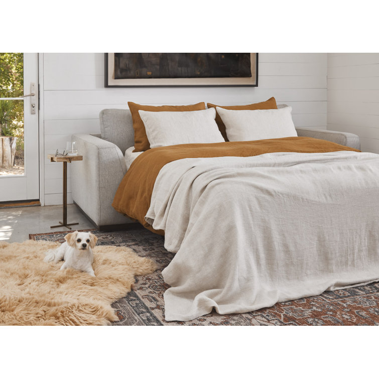Aldred Silver Queen Tufted Fabric Sleeper Sectional