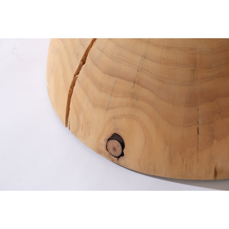 Contemporary Pine Wood Round Side Table, 15.5" Brown