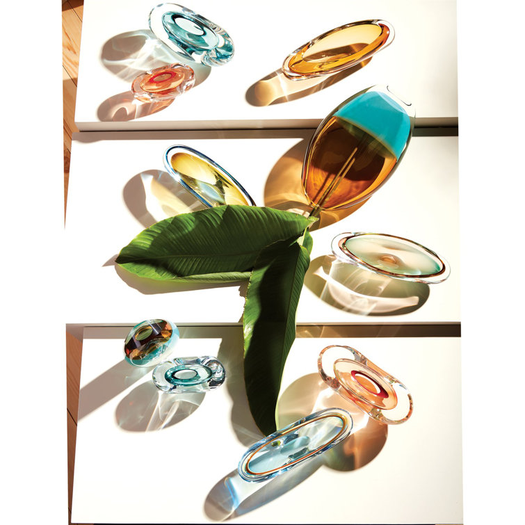 Elegant Pistachio Amber Glass Vase 10" H x 6.75" W