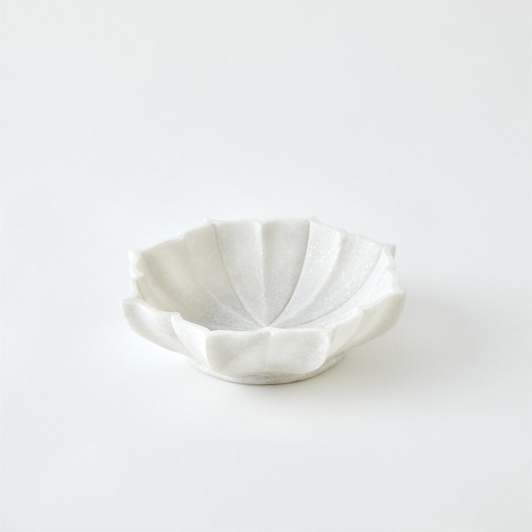 Snow White Handcrafted Marble Petal Bowl