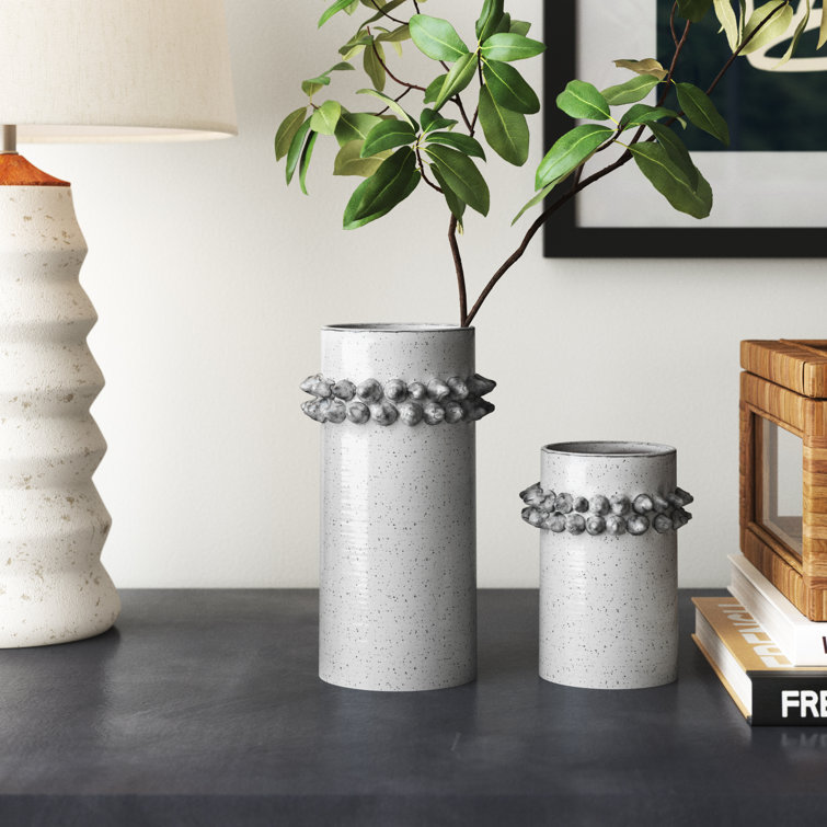 Gray Speckled Ceramic Decorative Table Vase