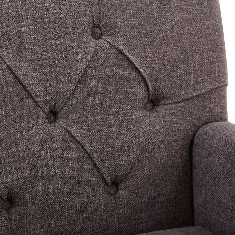 Gray Polyester Blend Tufted Armchair Set with Dark Wood Legs