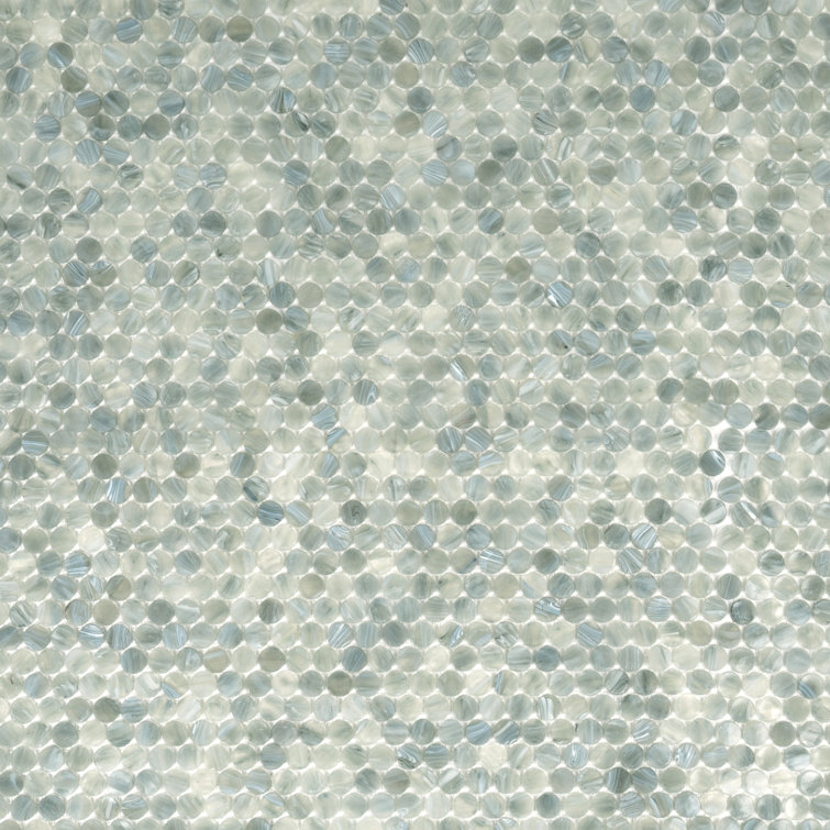 12" x 12" Mixed Gray Glass Penny Round Mosaic Tile