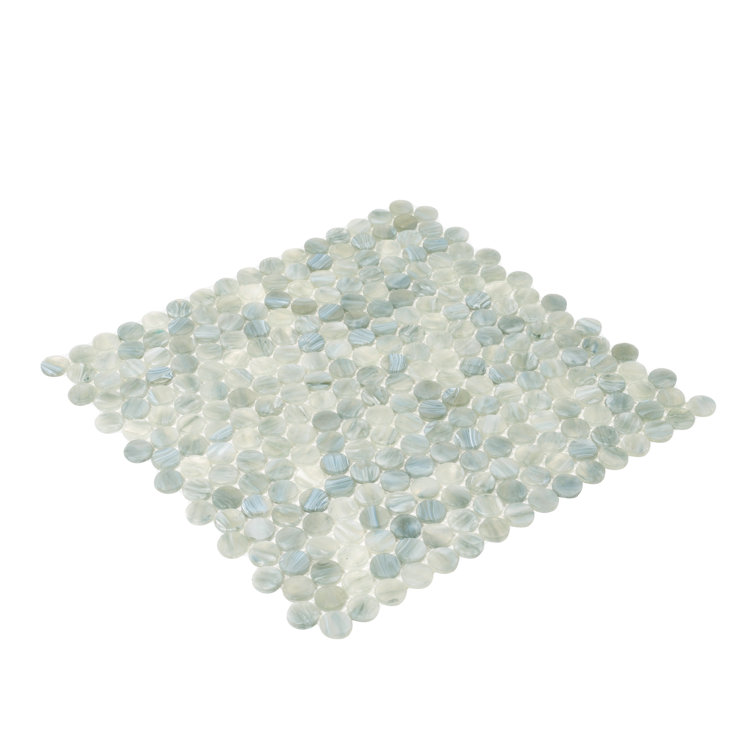 12" x 12" Mixed Gray Glass Penny Round Mosaic Tile