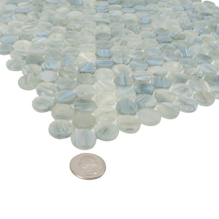 12" x 12" Mixed Gray Glass Penny Round Mosaic Tile