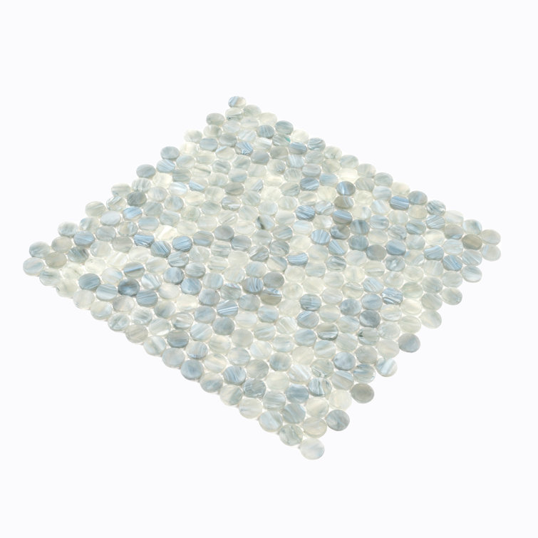 12" x 12" Mixed Gray Glass Penny Round Mosaic Tile