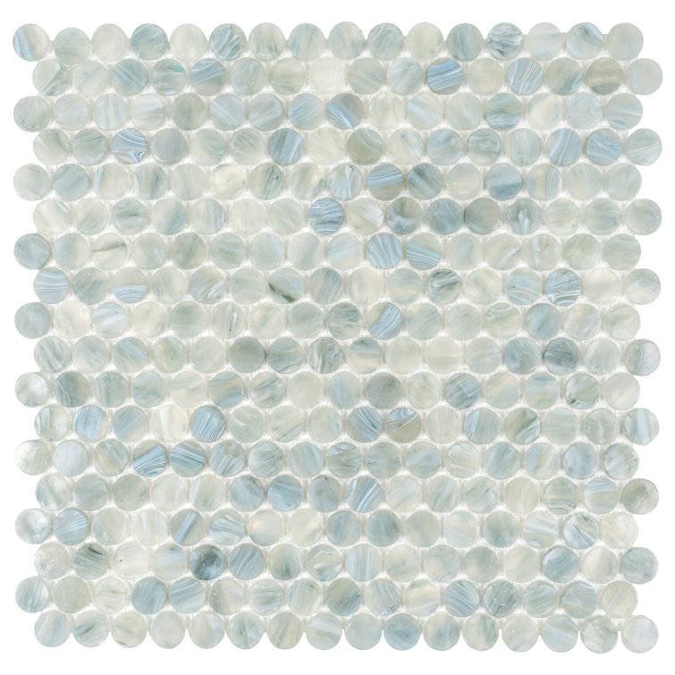 12" x 12" Mixed Gray Glass Penny Round Mosaic Tile