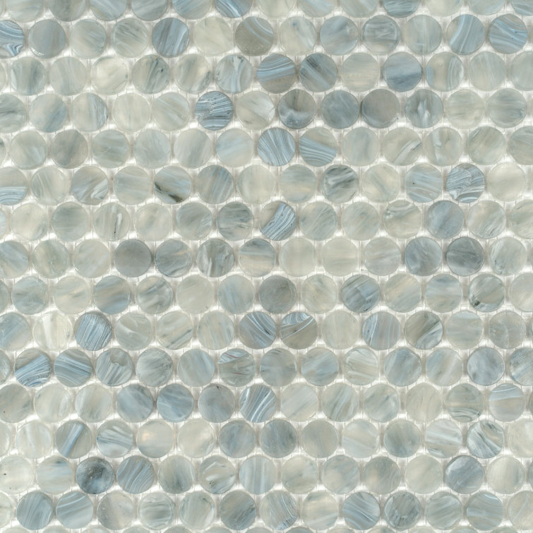 12" x 12" Mixed Gray Glass Penny Round Mosaic Tile