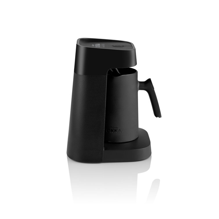 Arzum Okka Jet Black Matte Turkish Coffee Maker with Chrome Accents
