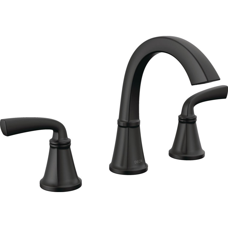 Delta Geist Matte Black Widespread Bathroom Faucet with Ceramic Disc Valve