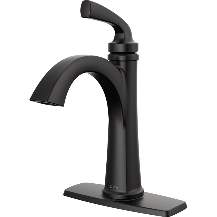 Matte Black Single Handle Bathroom Faucet with Deck Plate