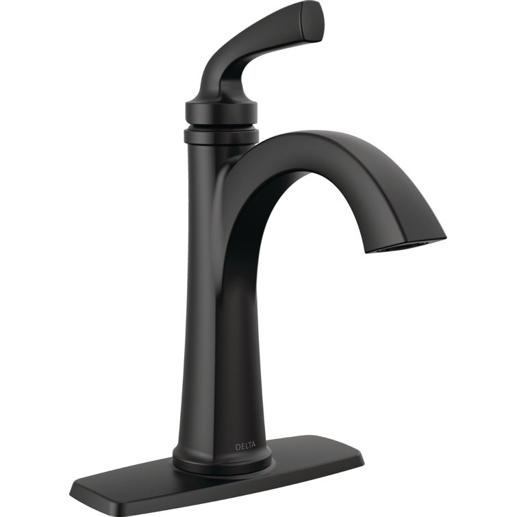 Matte Black Single Handle Bathroom Faucet with Deck Plate