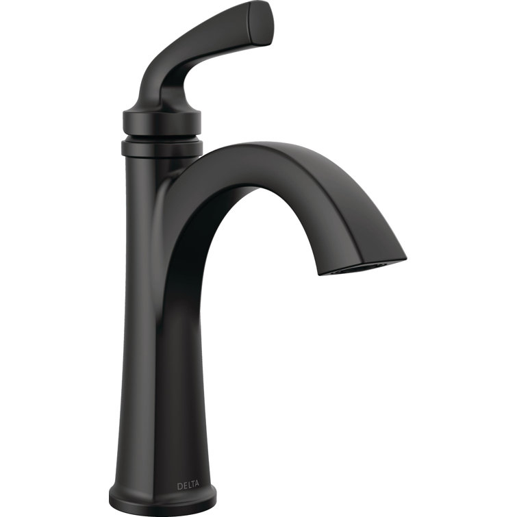 Matte Black Single Handle Bathroom Faucet with Deck Plate