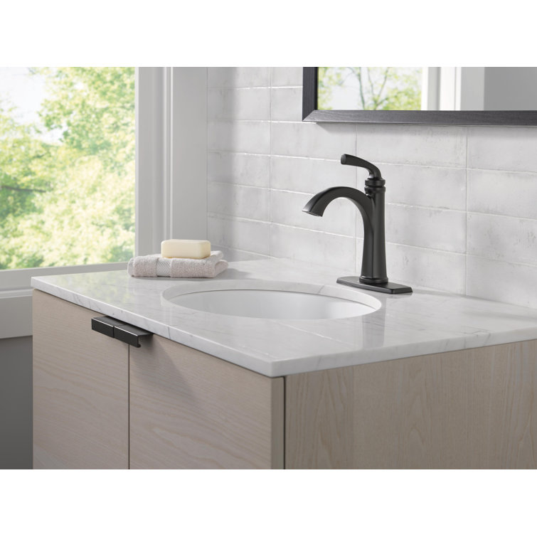 Matte Black Single Handle Bathroom Faucet with Deck Plate