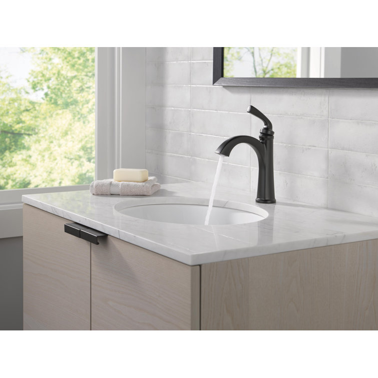 Matte Black Single Handle Bathroom Faucet with Deck Plate