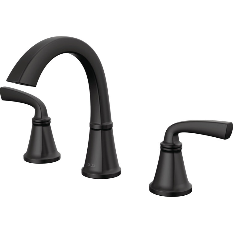 Delta Geist Matte Black Widespread Bathroom Faucet with Ceramic Disc Valve