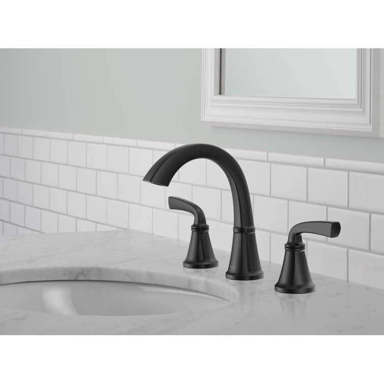 Delta Geist Matte Black Widespread Bathroom Faucet with Ceramic Disc Valve
