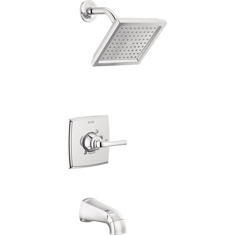 Chrome Square Wall Mounted Tub and Shower Faucet Set