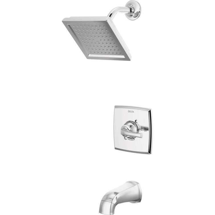 Chrome Square Wall Mounted Tub and Shower Faucet Set