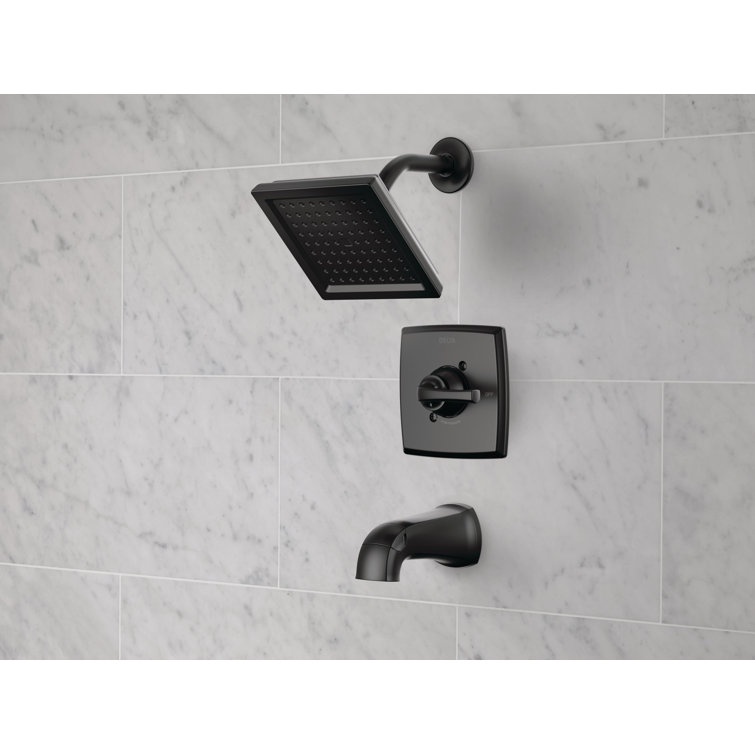 Matte Black Square Wall Mounted Tub and Shower Faucet Set