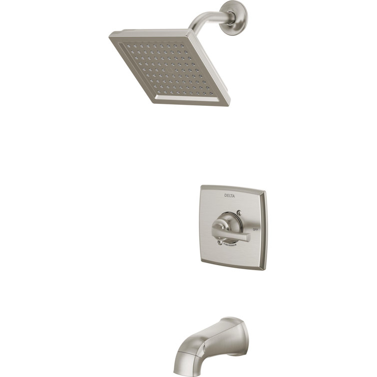 Geist Brushed Nickel Square Wall Mounted Tub and Shower Set