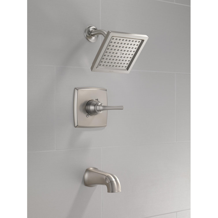 Geist Brushed Nickel Square Wall Mounted Tub and Shower Set