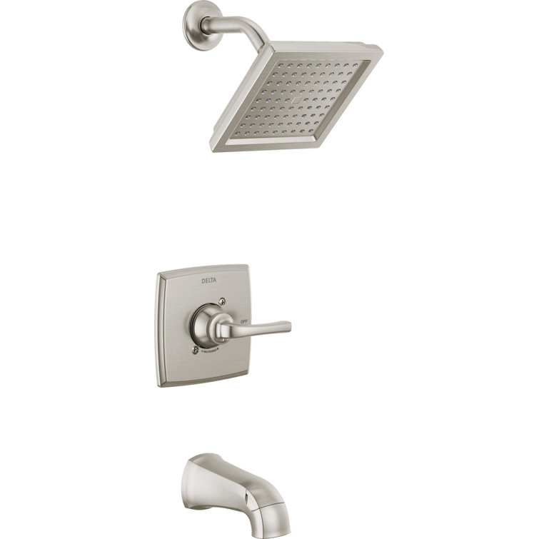 Geist Brushed Nickel Square Wall Mounted Tub and Shower Set