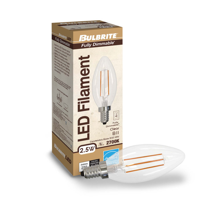 Clear Dimmable LED Edison Candle Light Bulb, 4-Pack