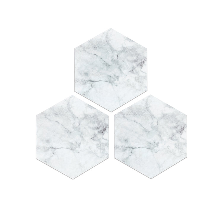 Gray Marble Hexagon Peel and Stick Vinyl Floor Tiles