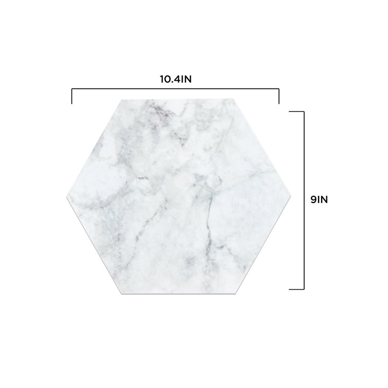 Gray Marble Hexagon Peel and Stick Vinyl Floor Tiles