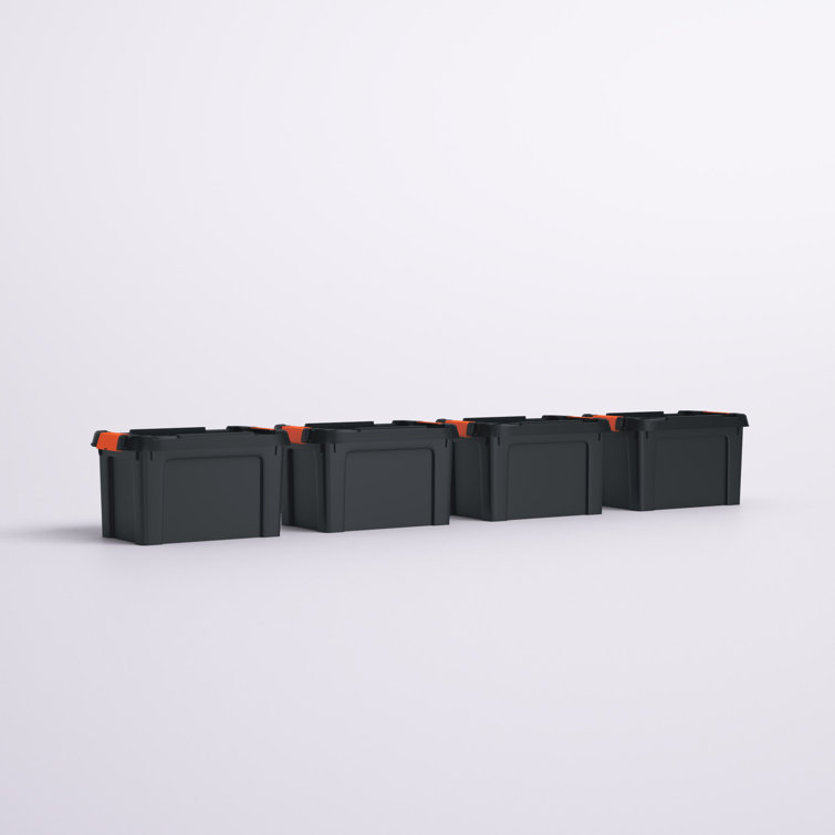 22 Qt. Black Heavy-Duty Stackable Storage Bin Set of 4