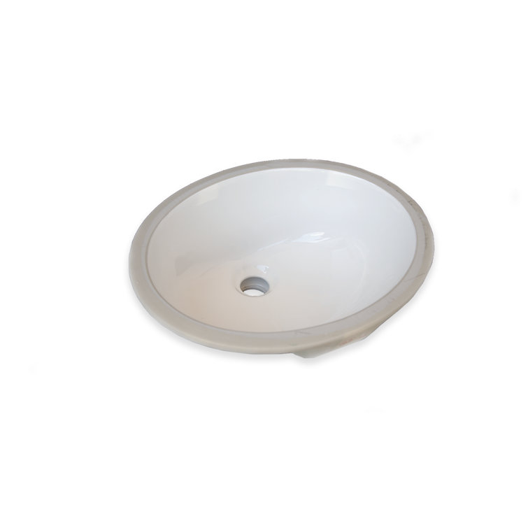 17'' Bisque Ceramic Oval Undermount Bathroom Sink