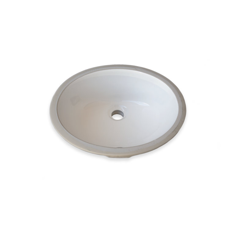 17'' Bisque Ceramic Oval Undermount Bathroom Sink