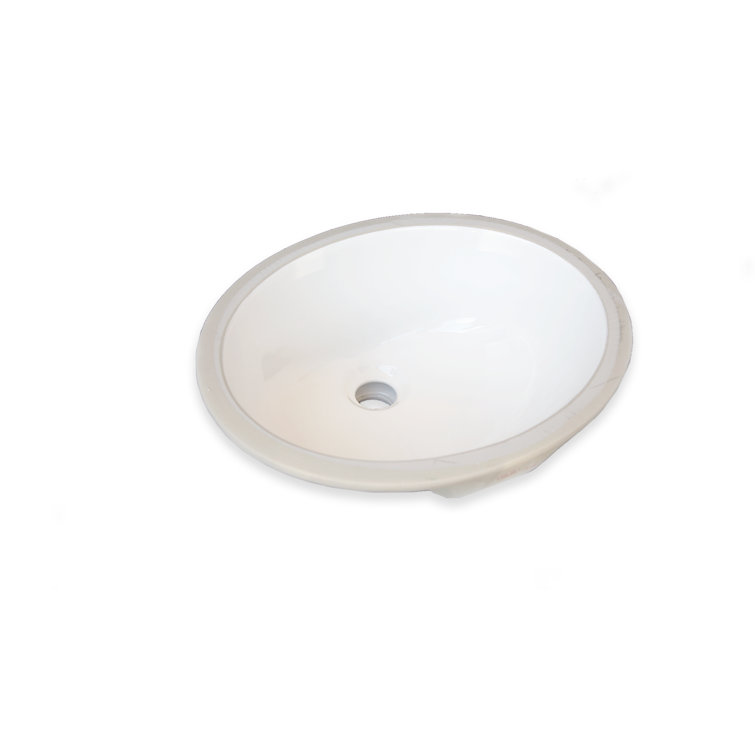 White 17'' Ceramic Oval Undermount Bathroom Sink