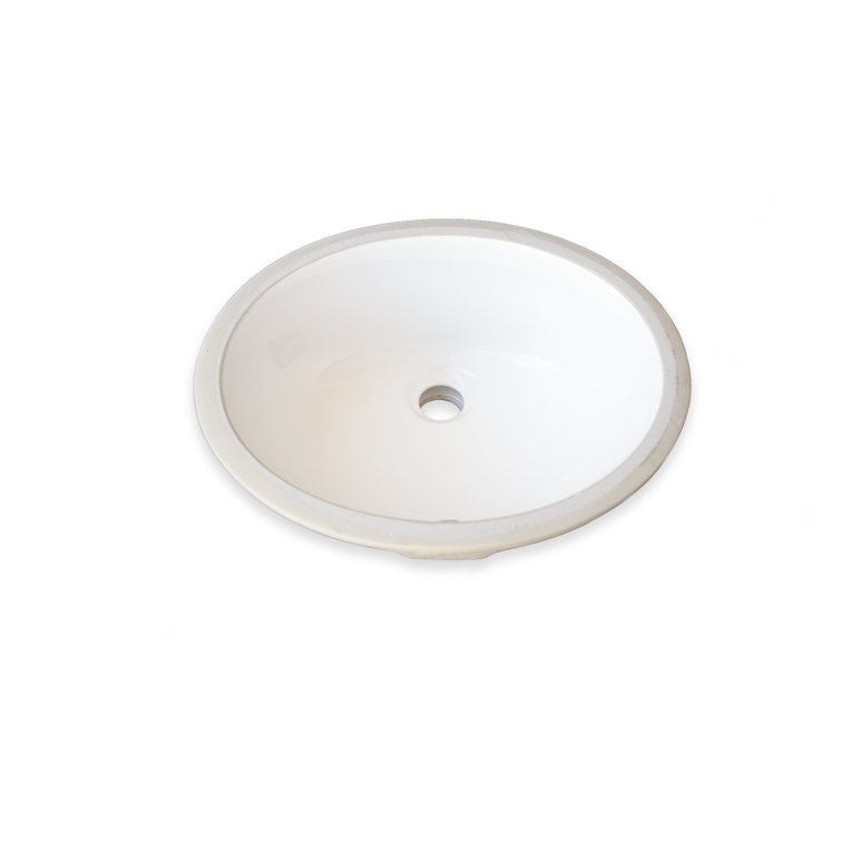 White 17'' Ceramic Oval Undermount Bathroom Sink