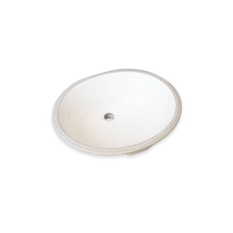 White Ceramic Oval Undermount Bathroom Sink with Overflow