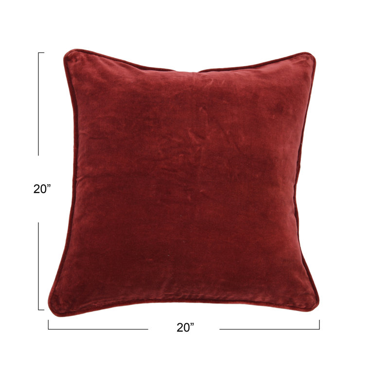Burgundy Velvet Square Reversible Throw Pillow Set