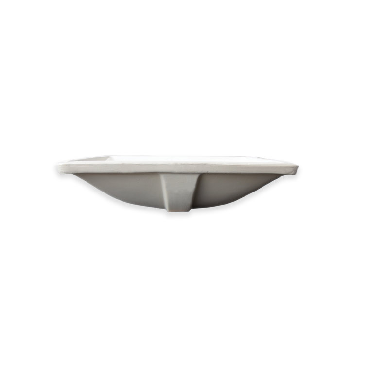 Bisque Ceramic Rectangular Undermount Bathroom Sink with Overflow