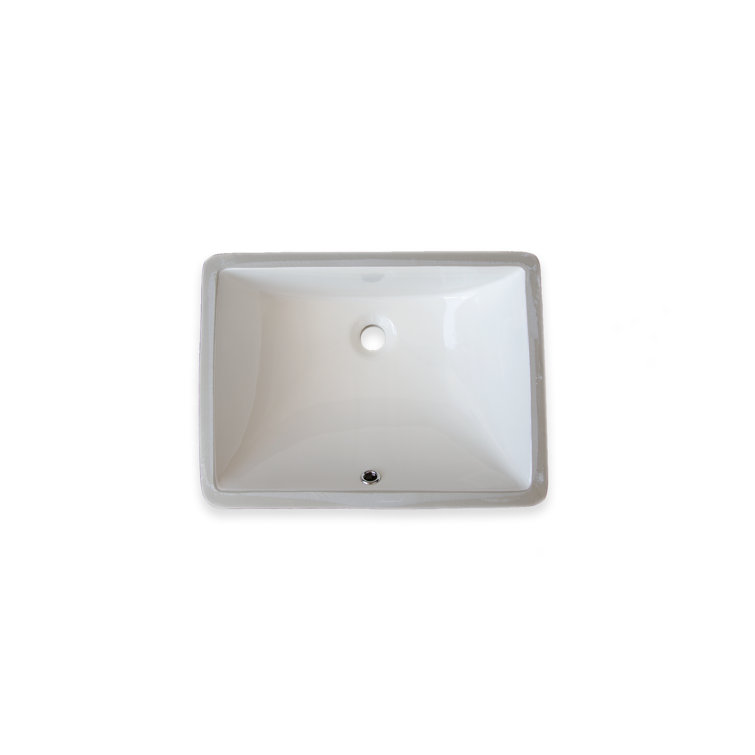 Bisque Ceramic Rectangular Undermount Bathroom Sink with Overflow