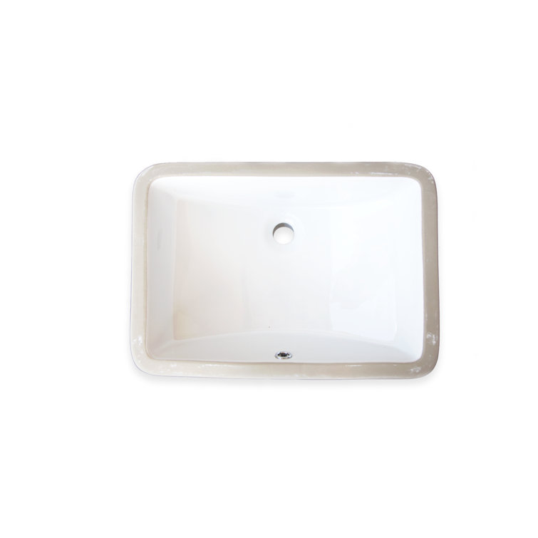 White Ceramic Rectangular Undermount Bathroom Sink 21"