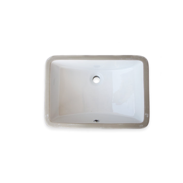 White Ceramic Rectangular Undermount Bathroom Sink 21"