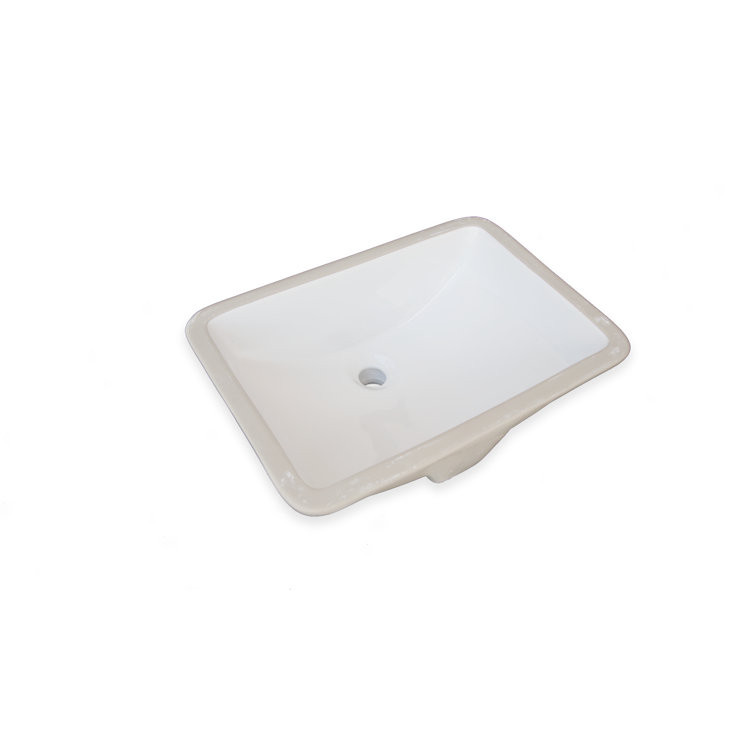 Bisque Rectangular 21-Inch Ceramic Undermount Bathroom Sink