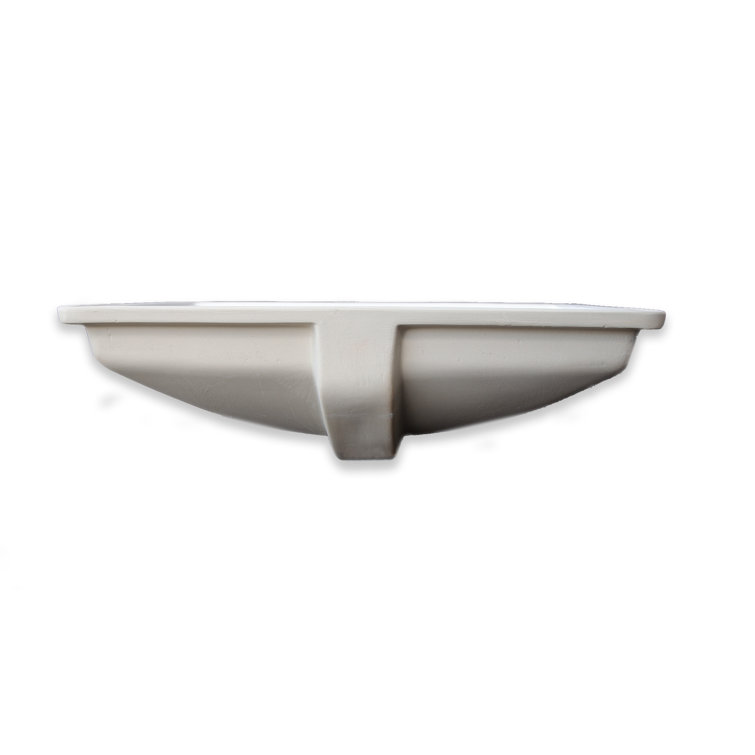 Bisque Ceramic Rectangular Undermount Bathroom Sink with Overflow